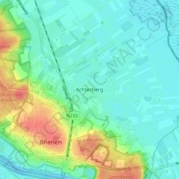 Achterberg地形图、海拔、地势