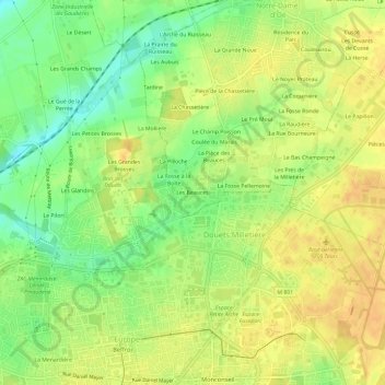 Les Beauces地形图、海拔、地势