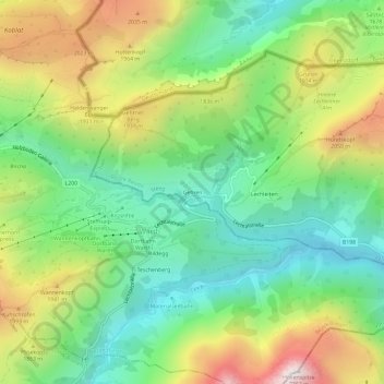 Gehren地形图、海拔、地势