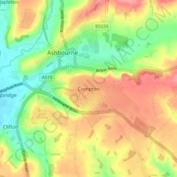Compton地形图、海拔、地势