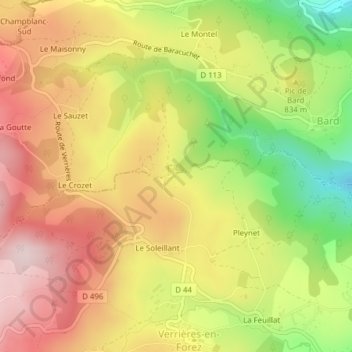 Condamine地形图、海拔、地势