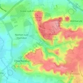 Little Norton地形图、海拔、地势
