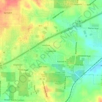 Careywood地形图、海拔、地势