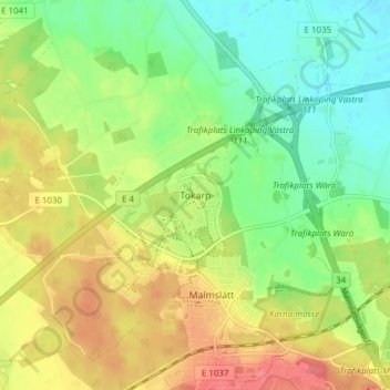 Tokarp地形图、海拔、地势