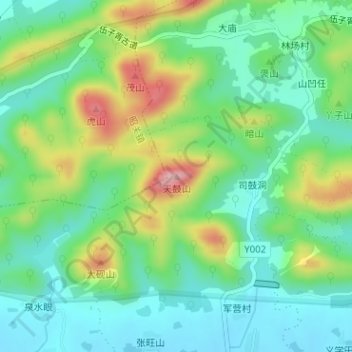 天鼓山地形图、海拔、地势