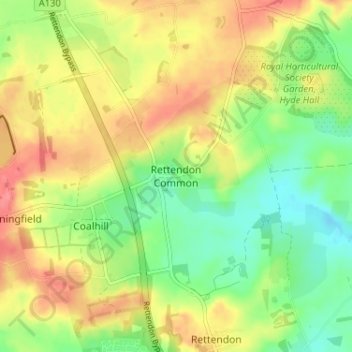 Rettendon Common地形图、海拔、地势