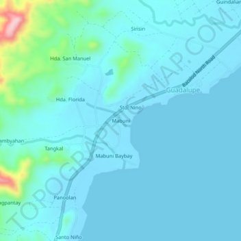 Mabuni地形图、海拔、地势