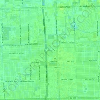 Sunshine Park地形图、海拔、地势