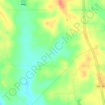 Ford Covington Catfish Pond Dam地形图、海拔、地势