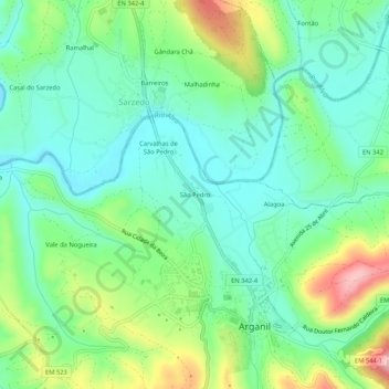 São Pedro地形图、海拔、地势