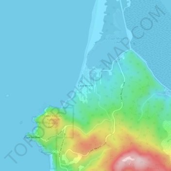 Cape Meares地形图、海拔、地势
