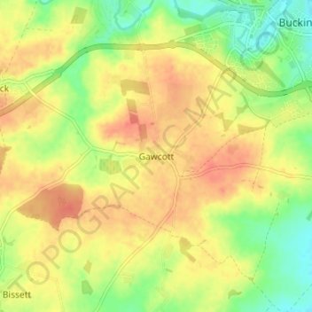Gawcott地形图、海拔、地势