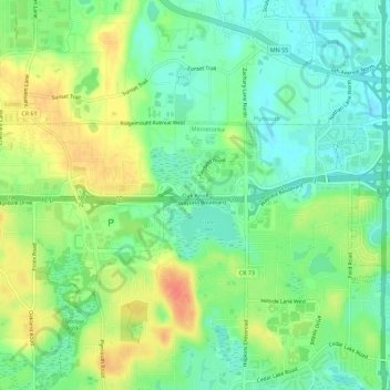 Oak Knoll地形图、海拔、地势