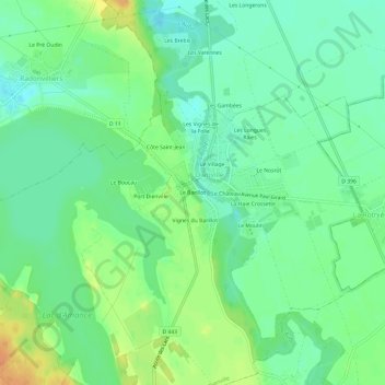 Le Barillot地形图、海拔、地势