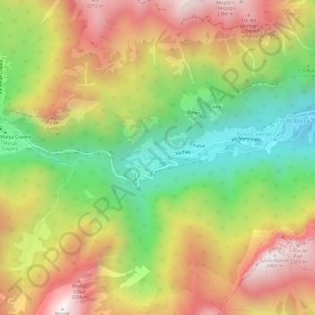 Sottoguda地形图、海拔、地势