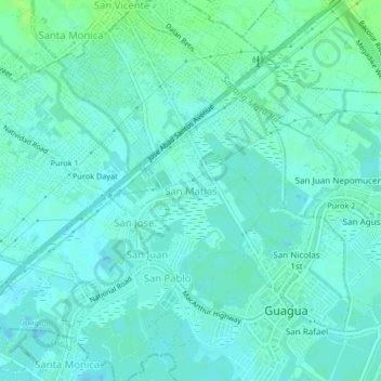 San Matias地形图、海拔、地势