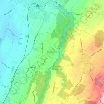 Malapalud地形图、海拔、地势