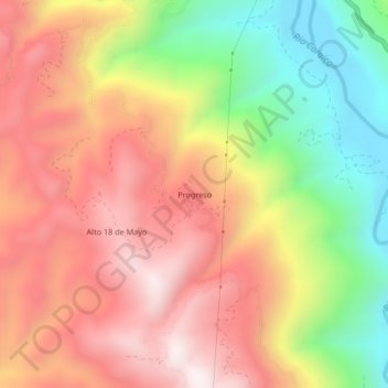 Progreso地形图、海拔、地势