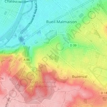 Hameau de Bois Preau地形图、海拔、地势
