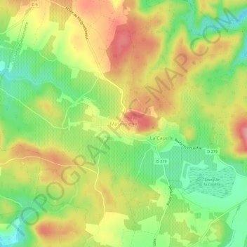 Masmolène地形图、海拔、地势