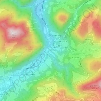 Unterau地形图、海拔、地势
