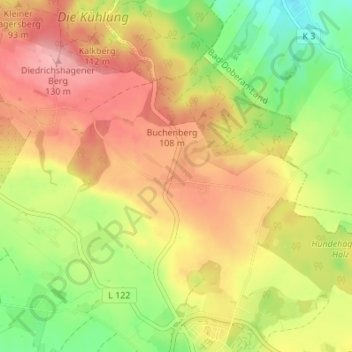 Jennewitz地形图、海拔、地势