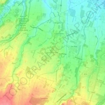 Scuole Ghiarda地形图、海拔、地势