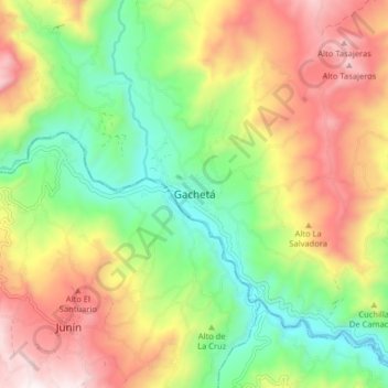Gachetá地形图、海拔、地势