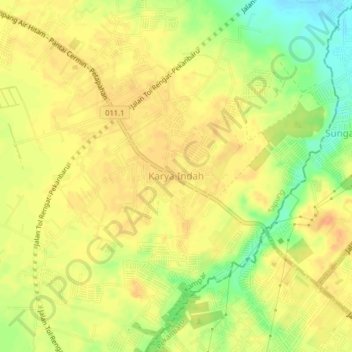 Karya Indah地形图、海拔、地势