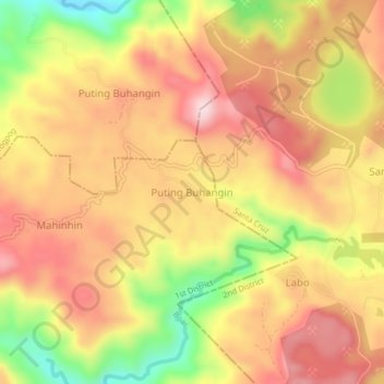 Puting Buhangin地形图、海拔、地势