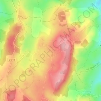 Vésigneux地形图、海拔、地势