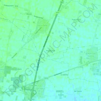 Acqualunga地形图、海拔、地势