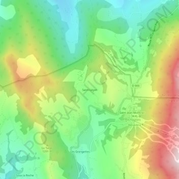 Saint-Léger地形图、海拔、地势