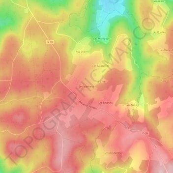 Les Mathieux地形图、海拔、地势