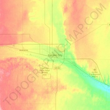 Garden City地形图、海拔、地势