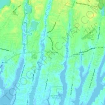 East Falmouth地形图、海拔、地势