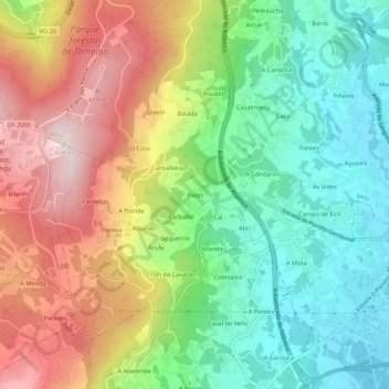 Fixón地形图、海拔、地势