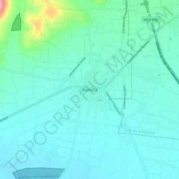 Romita地形图、海拔、地势