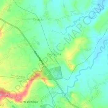 Padapada地形图、海拔、地势
