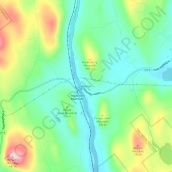 Riparius地形图、海拔、地势