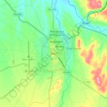 Yauri (Espinar)地形图、海拔、地势