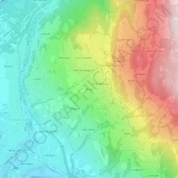 Possy地形图、海拔、地势