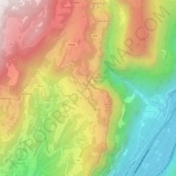 Spiazzi地形图、海拔、地势