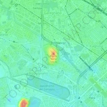 Monte Stella地形图、海拔、地势