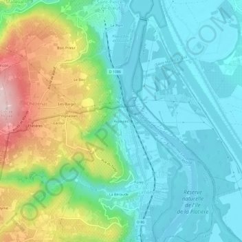 Arcoules地形图、海拔、地势