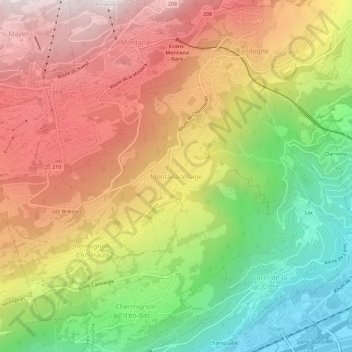 Montana-Village地形图、海拔、地势