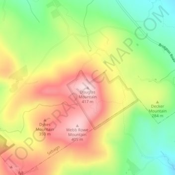 Douglas Mountain地形图、海拔、地势