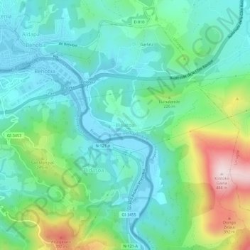 Biriatou地形图、海拔、地势