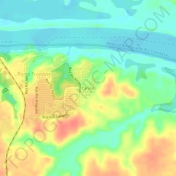 Caraná地形图、海拔、地势