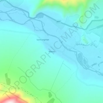 Pharka地形图、海拔、地势